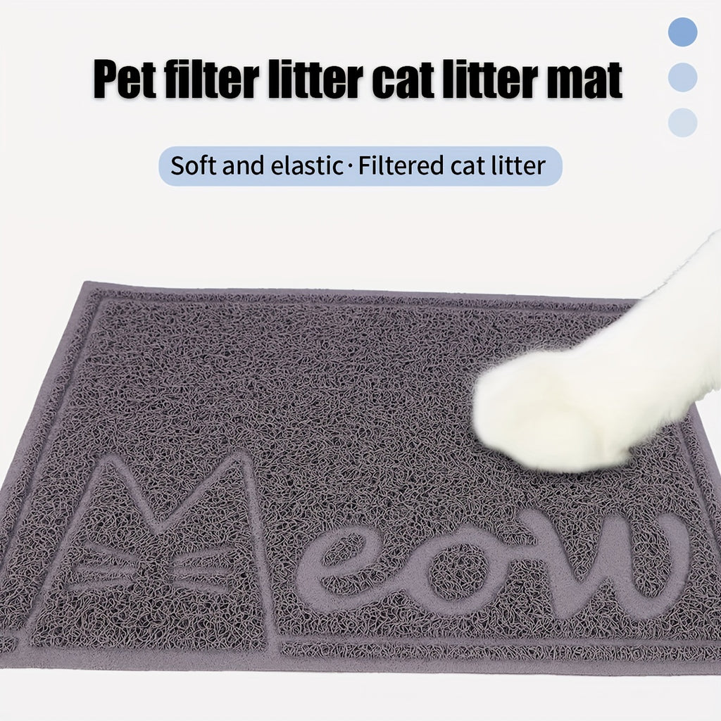 1pc Letter Print Cat Litter Mat - Waterproof, Urine Proof, Non-Slip Mat For Cat Litter & Cleaning