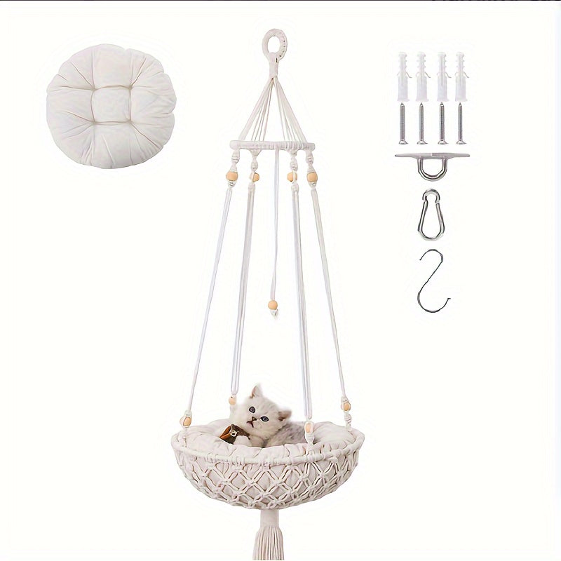 Handwoven Hanging Cat Hammock: Give Your Feline Friend A Comfy Place To Lounge!