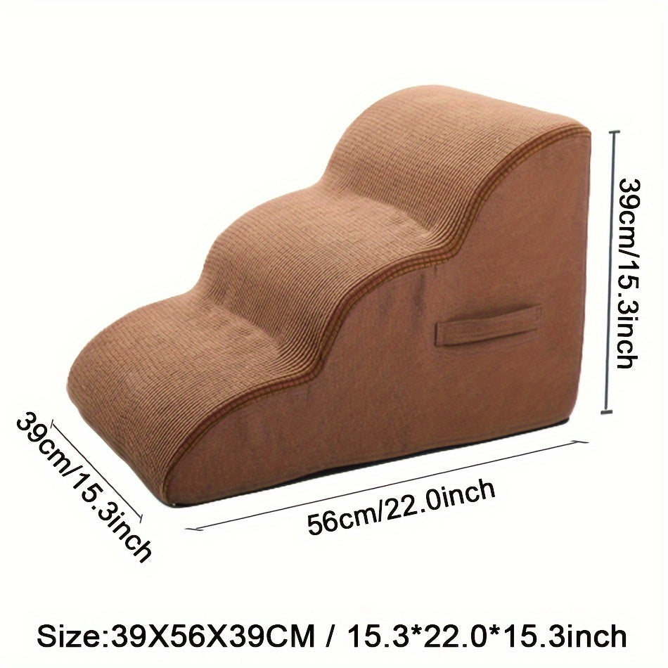 3-Step Detachable Pet Stairs Ramp for Dogs & Cats - Soft Sponge Material, Non-Slip Ramps for Small Medium Large Dogs, Indoor/Outdoor Use, Pet Stairs for Small Dogs, Multistep Design, Nonslip Steps