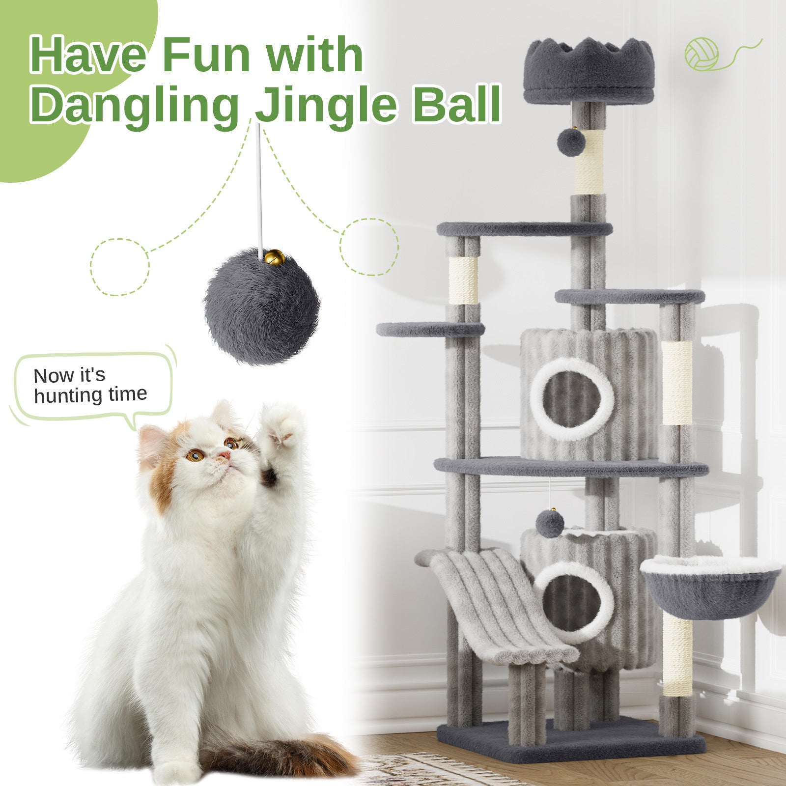 Dogat Extra - Large Cat Activity Tree Tower - 162cm Cat Condo with Hammock - Ideal for Both Adult Cats and Kittens! A Must - Have for Feline Fun and Comfort.