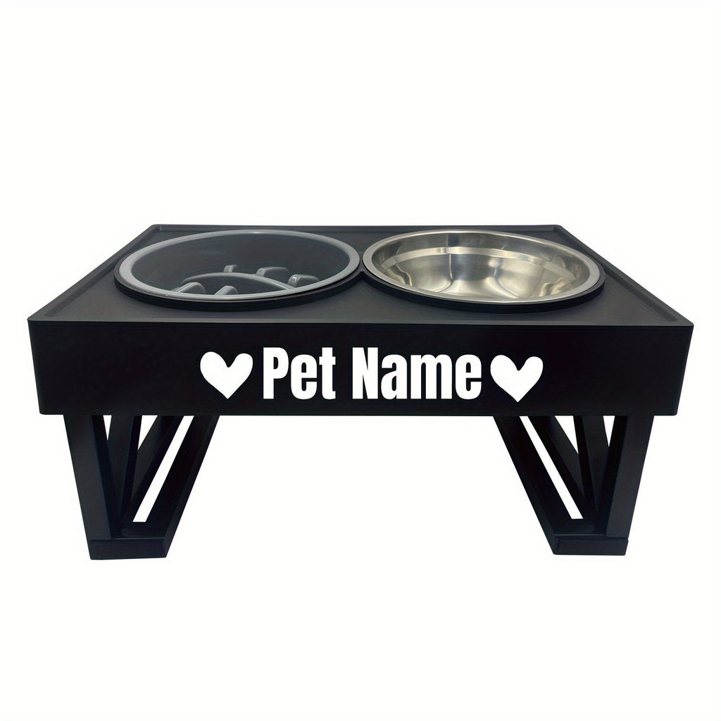 Personalized Stainless Steel Elevated Dog Feeder Bowl - Slow Eating, Anti-Gulping, Spill-Proof, Adjustable Height for Small to Large Dogs & Cats - Durable, Easy to Clean, Healthy Mealtime Solution