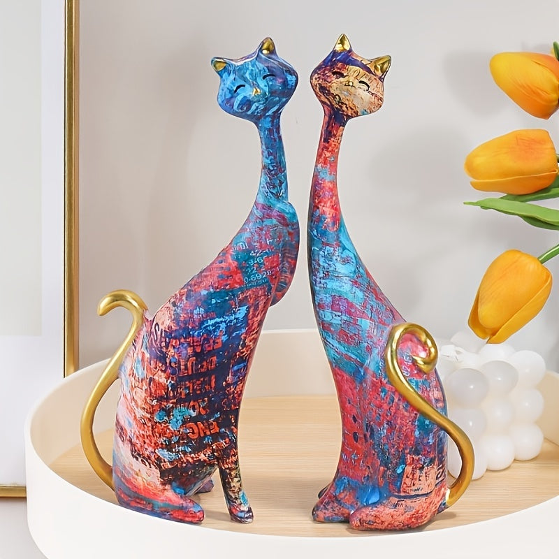 2pcs Adorable Cat Couple Ornaments for Valentine's Day and Home Decor - Perfect Holiday Gift for Living Room, Study, TV Cabinet, and Office Desktop