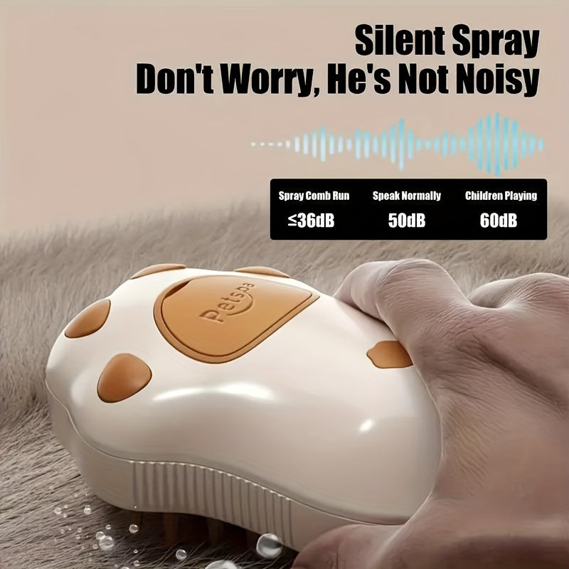 3-in-1 Electric Pet Grooming Brush - Self-Cleaning, Silicone fibers for Cats & Dogs | Comfort Massage & Hair Removal with Paw Design