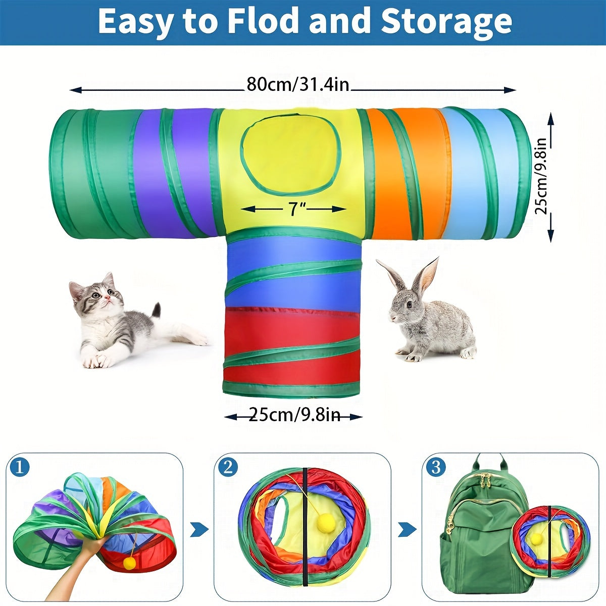 21pcs Part Random Colors Cat Toys Kitten Toys Set, Collapsible Cat Tunnels For Indoor Cats, Interactive Kitty Toys Cat Feather Toy Fluffy Mouse Crinkle Balls Cat 3 Way Tube Tunnel Toys For Cat