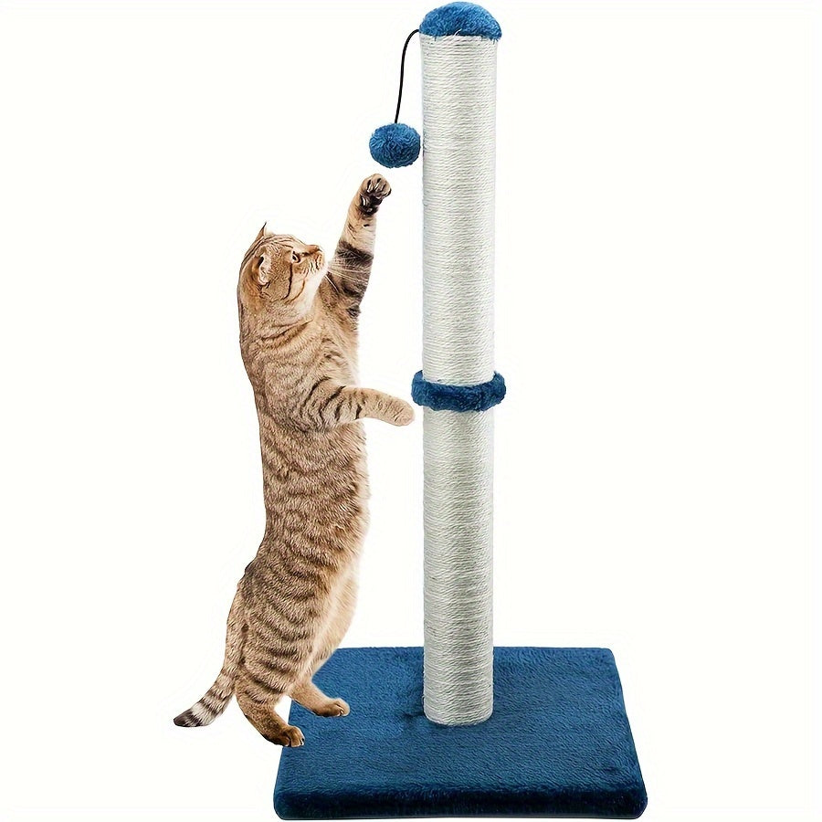 Vertical Cat Scratching Post with Sisal Rope and Plush Cover, Full Stretch Claw Scratcher, Modern Stable Design for Cats