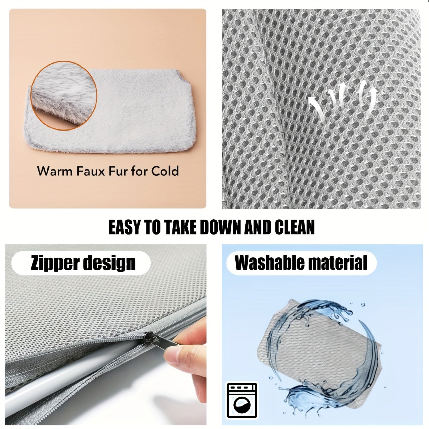 [Gray Cat Window Perch] Foldable Gray Cat Window Perch Hammock with Iron Frame and Strong Suction Cups, Indoor Cat Bed Seat