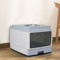 Kitten Litter Tray with Cat Hair Brush Storage Design, Cat Litter Box, Hooded Cat Litter Tray with Lid, Cat Litter Box with Drawer Pan and Scoop, L51×W39×H38cm, Grey