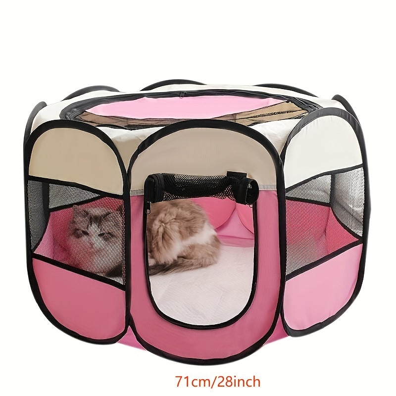 Scratch-Resistant Oxford Cloth 1pc Foldable Octagon Pet Playpen Tent - Traditional Style Indoor/Outdoor Puppy & Kitten Enclosure - Perfect Christmas Gift for Cats & Dogs