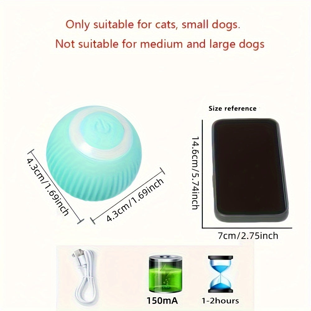 1PC/2PCS Smart Interactive Pet Toy Combo with Automatic Rolling and Bouncing Ball - Stripe Pattern Silicone Cat Toys, USB Rechargeable, Obstacle Avoidance, Quiet Operation, Suitable for Small Dogs and Cats Under 9.07KG