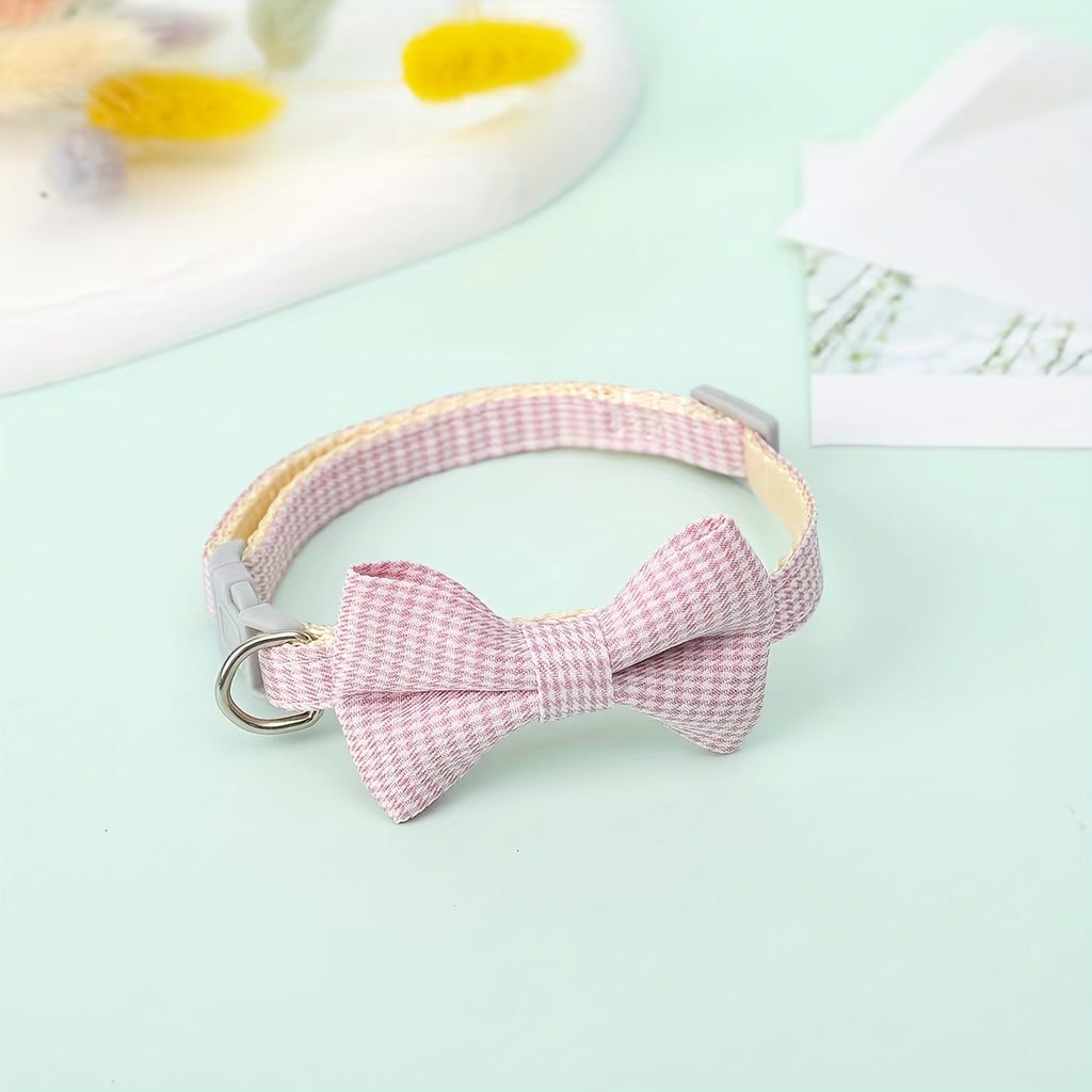 1pc Adjustable Plaid Cat Collar with Bow Tie - Perfect for Holiday Dress Up and Everyday Wear