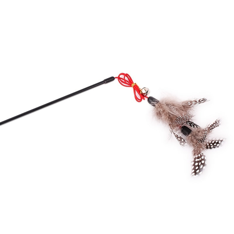 Interactive Cat Toy - 1pc Cat Teaser Stick with Feather & Bell for Indoor Cats' Fun & Exercise