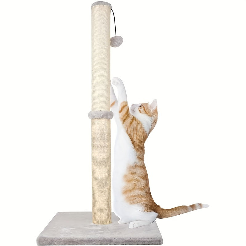 Vertical Cat Scratching Post with Sisal Rope and Plush Cover, Full Stretch Claw Scratcher, Modern Stable Design for Cats