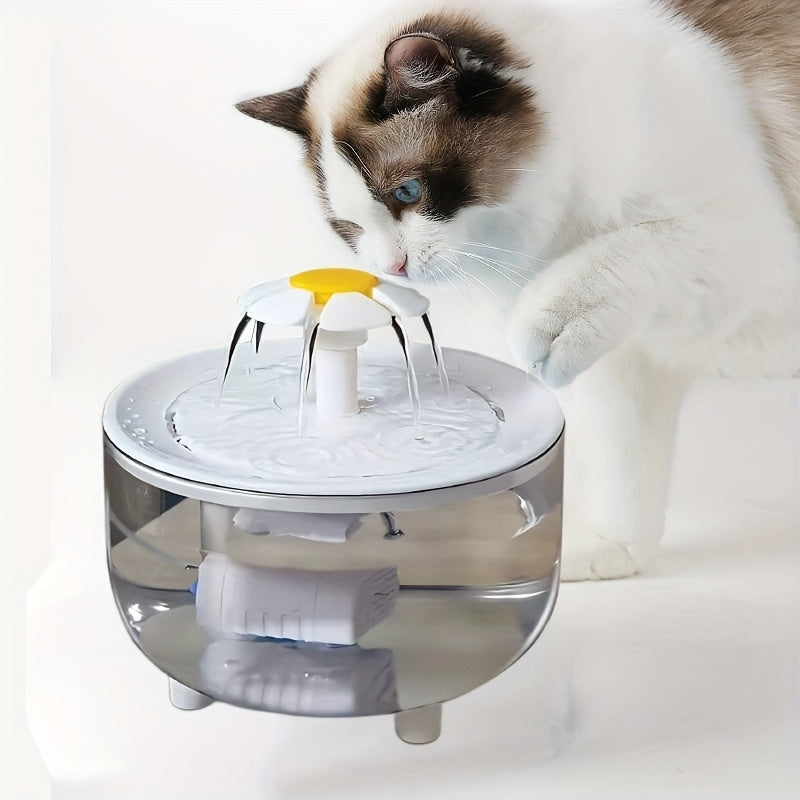 Fountain Flower Cat Drinking Machine Water Dispenser Automatic Recirculation Live Water Flowing Drinking Basin Pet Dog Kitten Water Feeder Large Cap