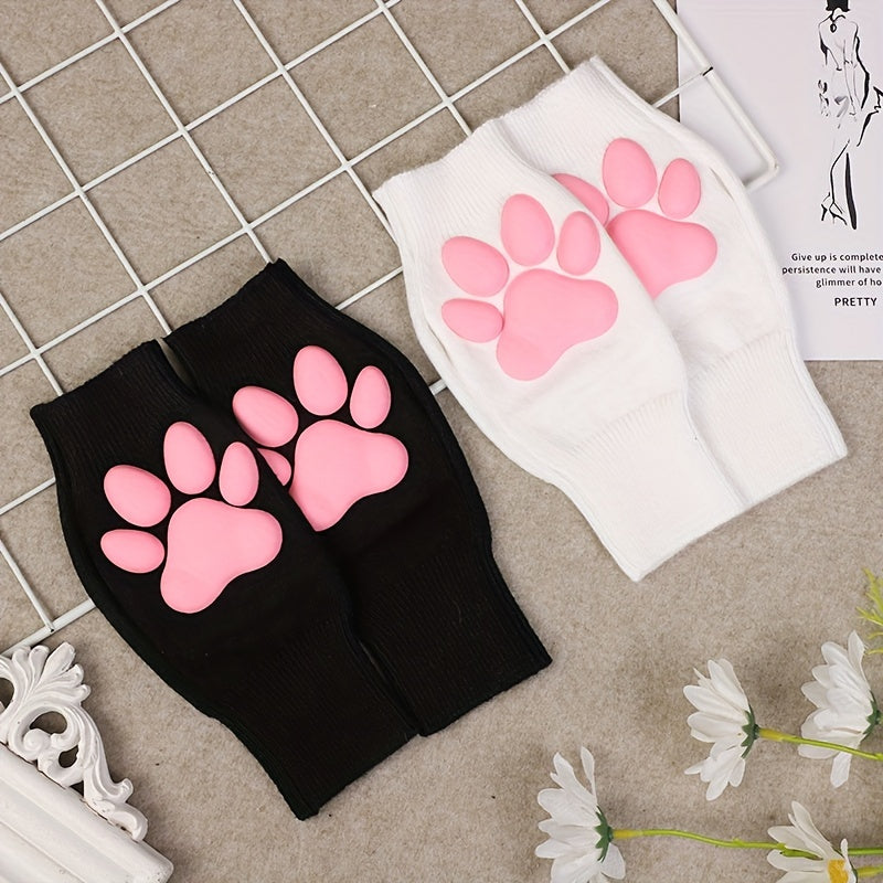 3D Three-dimensional Plush Knitted Fingerless Cat Claw Gloves for Party Dress Up Decoration Female