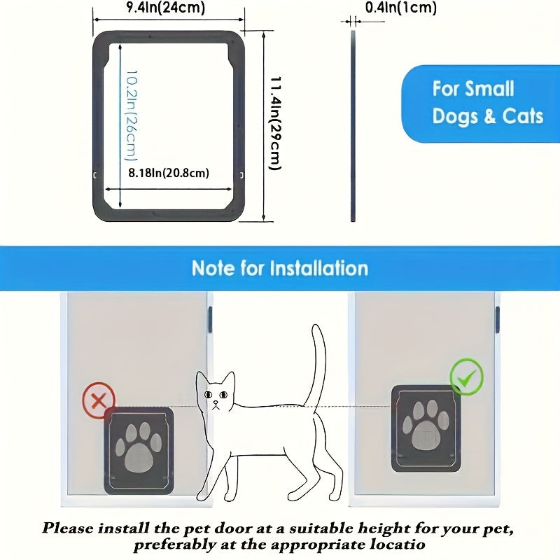 Premium Cat Door for Easy Feline Access - Adjustable, Durable, and Easy Installation Cat Doors for Home Pet Owners - Perfect for Small to Large Cats