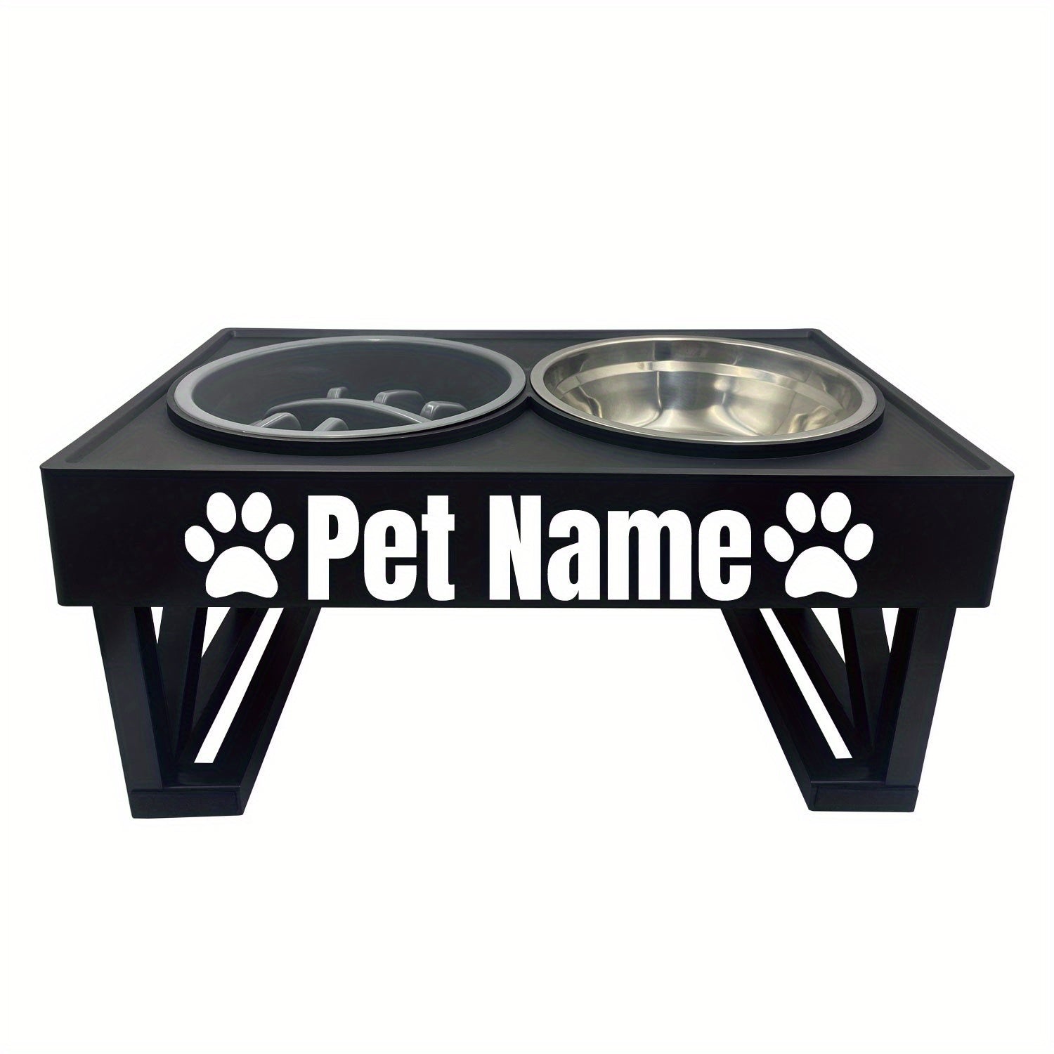 Personalized Stainless Steel Elevated Dog Feeder Bowl - Slow Eating, Anti-Gulping, Spill-Proof, Adjustable Height for Small to Large Dogs & Cats - Durable, Easy to Clean, Healthy Mealtime Solution