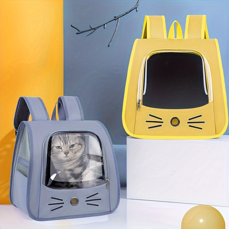 1pc Large Transparent Cat Backpack, Breathable Portable Pet Carrier With Ventilation Holes, Durable Travel Bag For Cats And Dogs, Comfortable Shoulder Straps, Pet Supplies