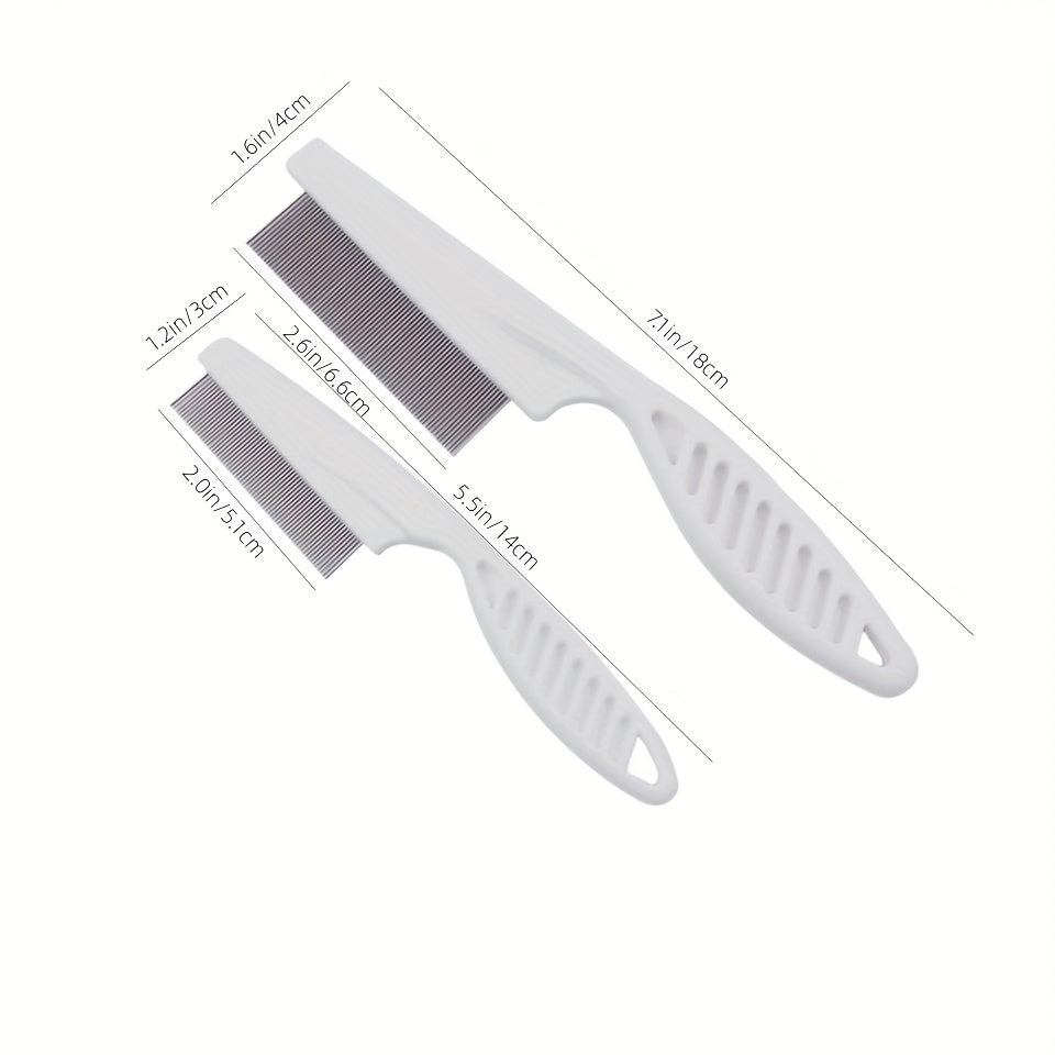 Dual-Action Stainless Steel Flea and Lice Comb for Dogs and Cats - Effective Flea, Tick, and Lice Removal, Gentle Grooming, Hair Detangling, and Easy Cleaning - Durable Plastic Construction for Long-Lasting Use