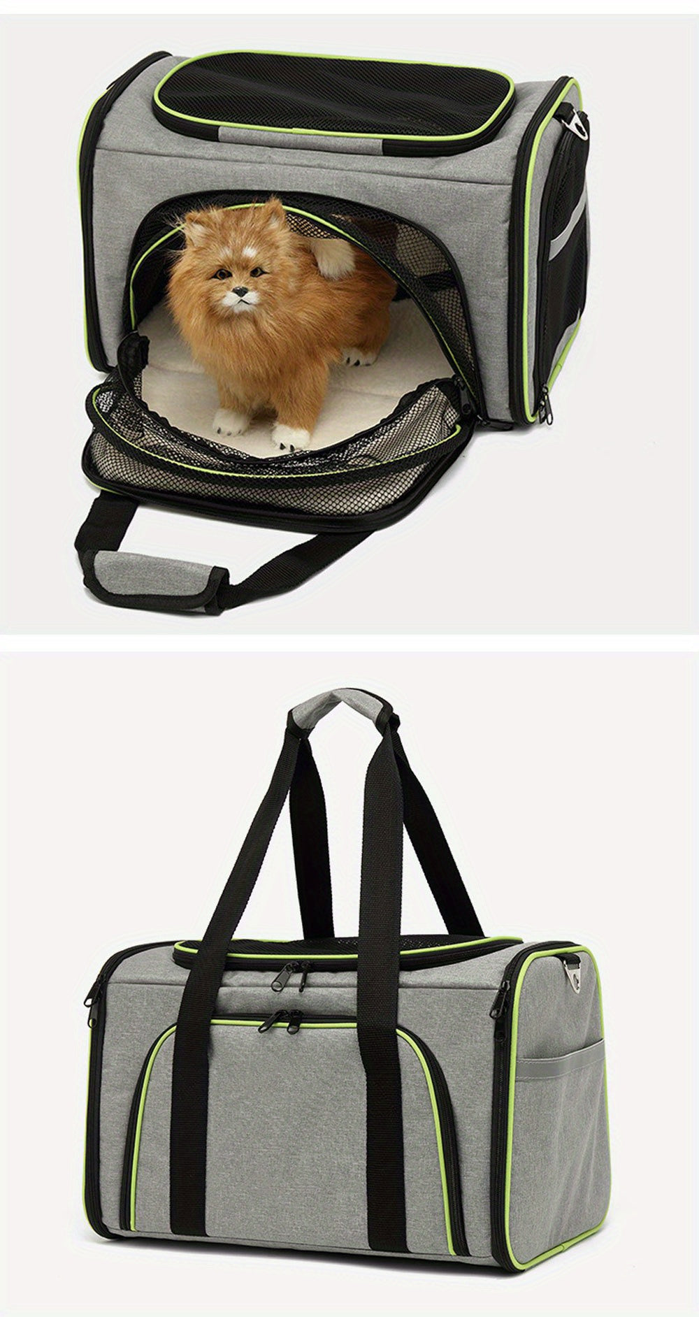 Breathable Portable Pet Carrier Bag With Safety Zippers For Outgoing And Traveling Cats And Dogs