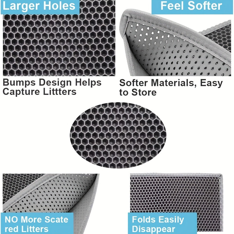 Ultimate Double Layer Cat Litter Mat - Non-slip, Washable & Odor Control - Durable Cleaning Solution for Cat Litter Boxes - Soft on Paws, High-Trap Efficiency