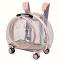 Large Capacity Transparent Pet Carrier with Wheels - Astronaut Capsule Backpack for Dogs & Cats, Portable Pull Rod Design