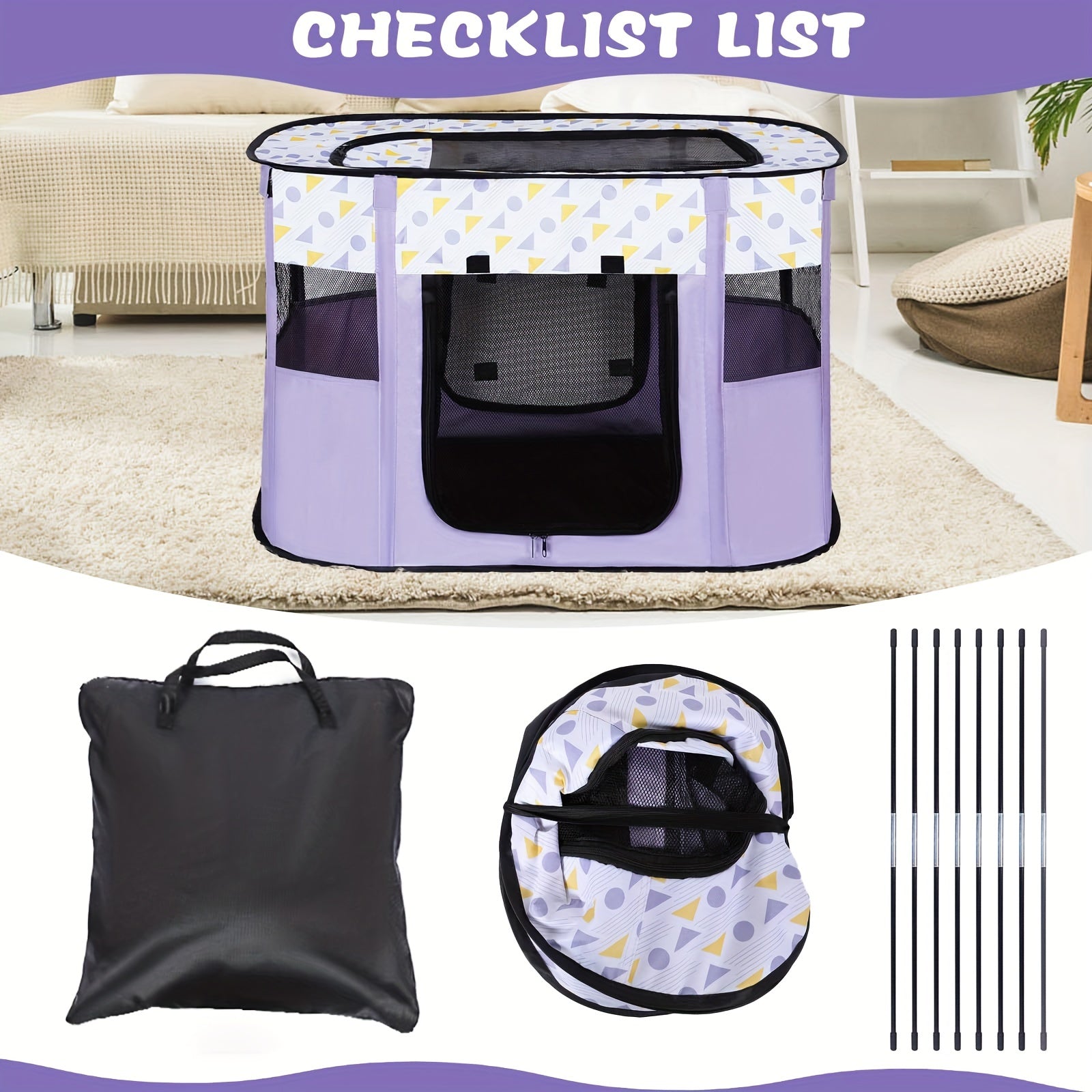 Pet Playpen for Large Dogs, Dog Playpen for Medium Large Dogs/Puppy/Cat/Rabbit/Chick Wit, Cat Playpen Puppy Kitten Playpen Portable Dog Exercise Kennel Indoor Pet Animal Playpen Dog Cat Crate for Outdoor Travel Camping, with