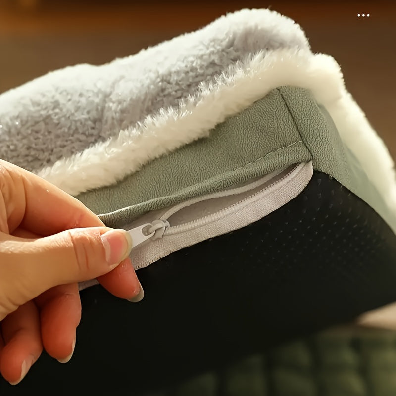 Cozy & Thickened Cat Bed with Memory Foam - Detachable, Washable Nylon Pet Mat in Green with Heart-Shaped Pillow for Cats, Soft & Comforting Sleeping Pad, Pet Relaxation Mat|Quilted Cat Bed|Memory Foam Cushion