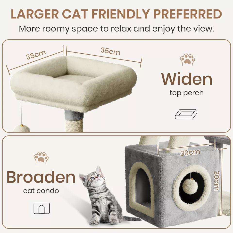 Dogat 107cm High - Quality Multilevel Cat Tree Tower with Scratching Posts - The Perfect Indoor Climbing House Condo for Your Feline Friend