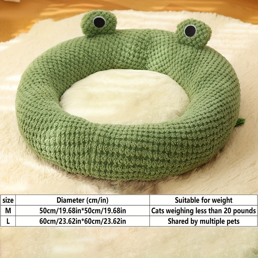 Cozy Frog-Shaped Pet Cave Bed - Soft, Self-Warming, Non-Assembled Indoor Sleeping House for Cats and Small Dogs - Perfect for Relaxation and Comfort