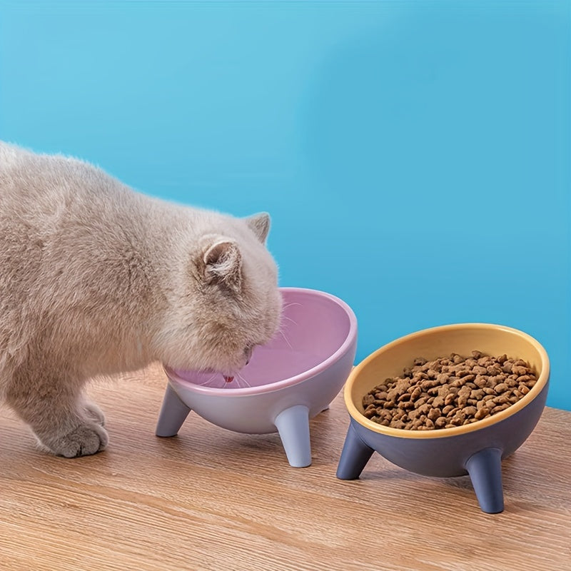 Elevated Cat Feeder Bowl With Stand 15 Degree Tilted Cat Food Bowl Water Dish For Neck Protection