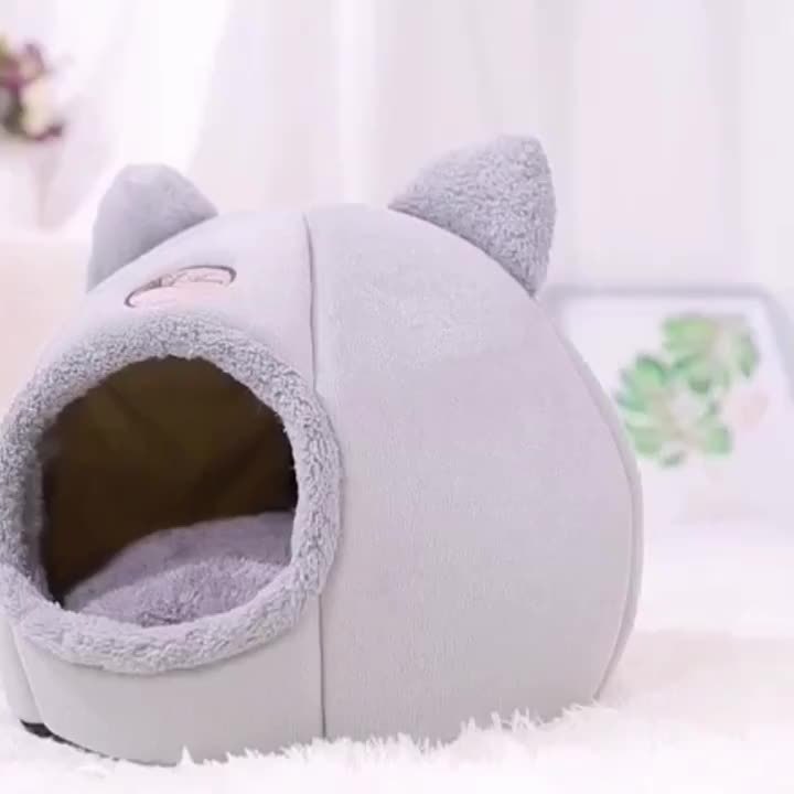 Cat Beds For Indoor Cats, Non-slip Puppy Bed, Gray Cat Nest, Comfortable Pet House Cat Tent
