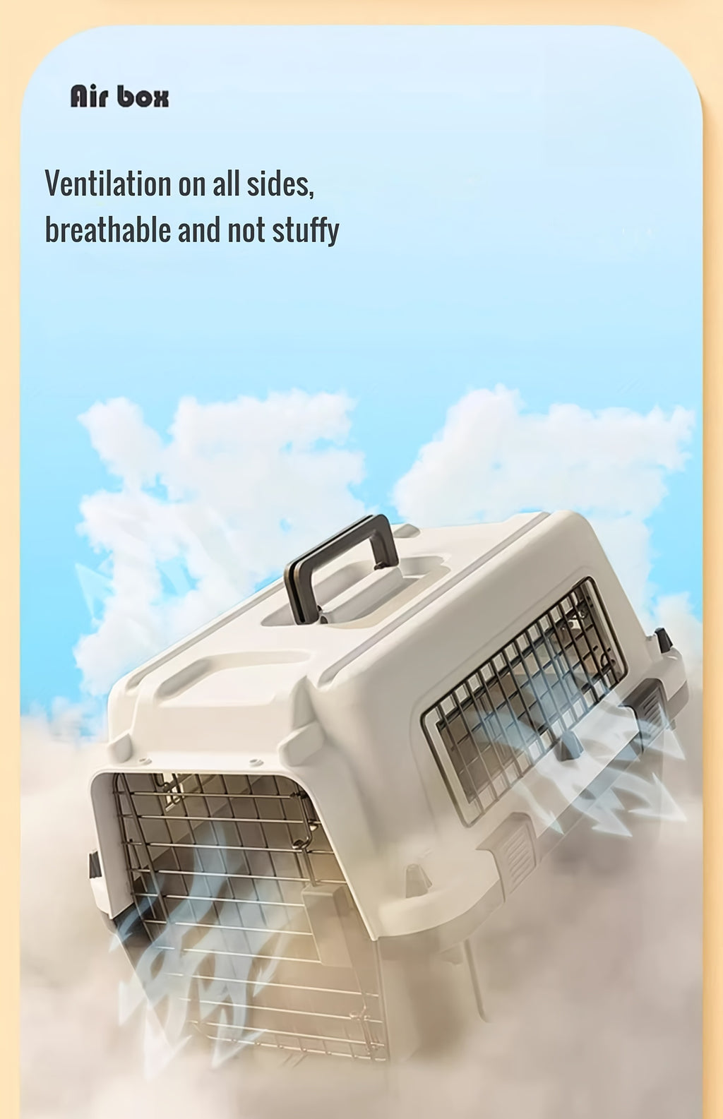 1pc Premium Pet Airline Crate with Full Iron Mesh - Durable, Portable, and Comfortable for International Travel, Includes Separate Cages for Cats & Dogs, Ideal for Professional Pet Transportation