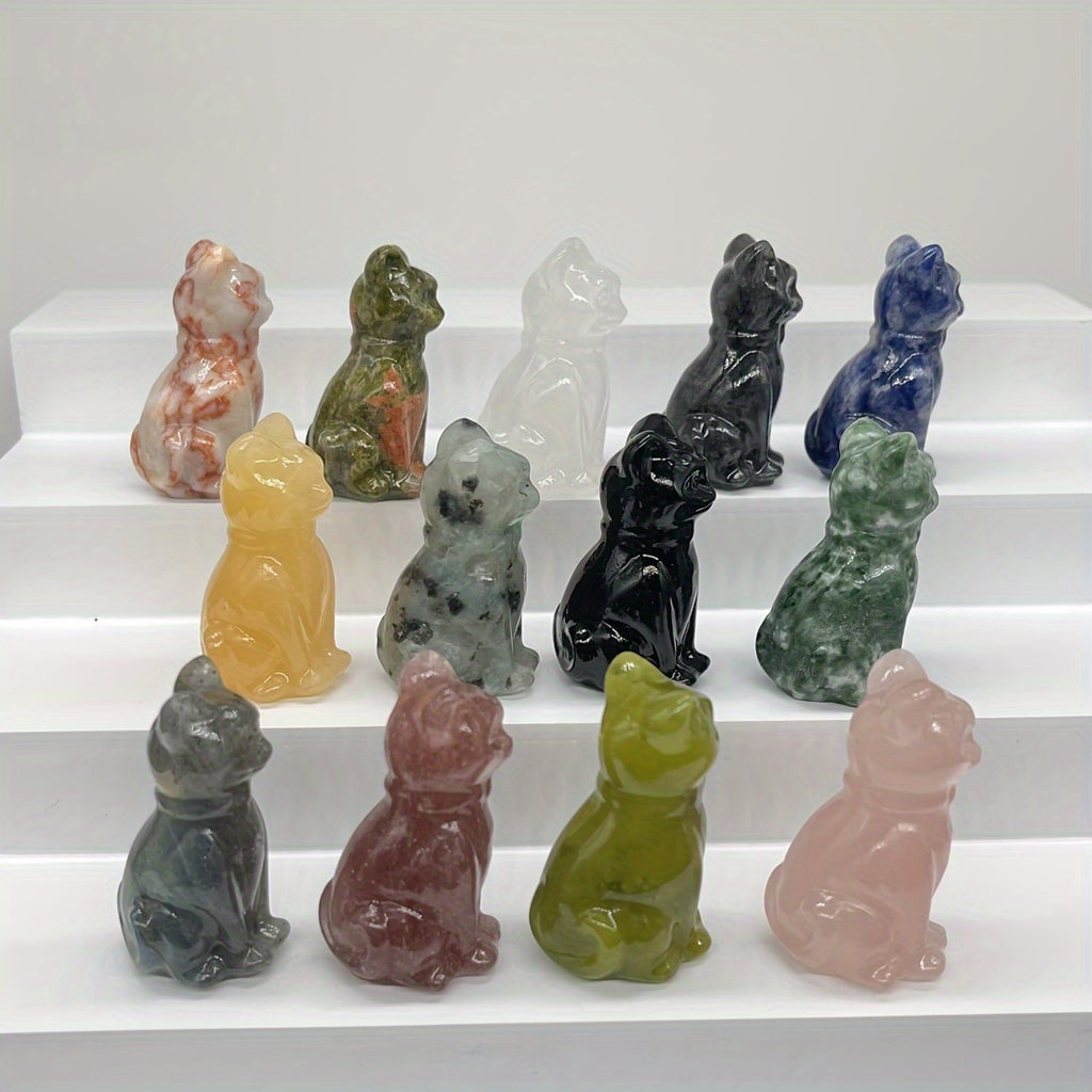 1Pc Exquisite Natural Crystal Whimsical Cat Figurine - Jewelry Accessories for Home Decoration - Unique Gift Idea with Cute Design and Sparkling Appearance