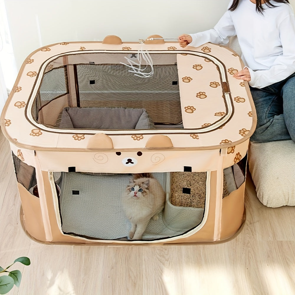 1pc Modern Polyester Portable Pet Tent - Foldable Cat Bed with Removable Zipper Top, Indoor & Outdoor Playpen for Dogs & Cats, Easy Assembly - For Cat & Dog Owners - Suitable for Indoor & Outdoor Play - Perfect Gift for Pet L
