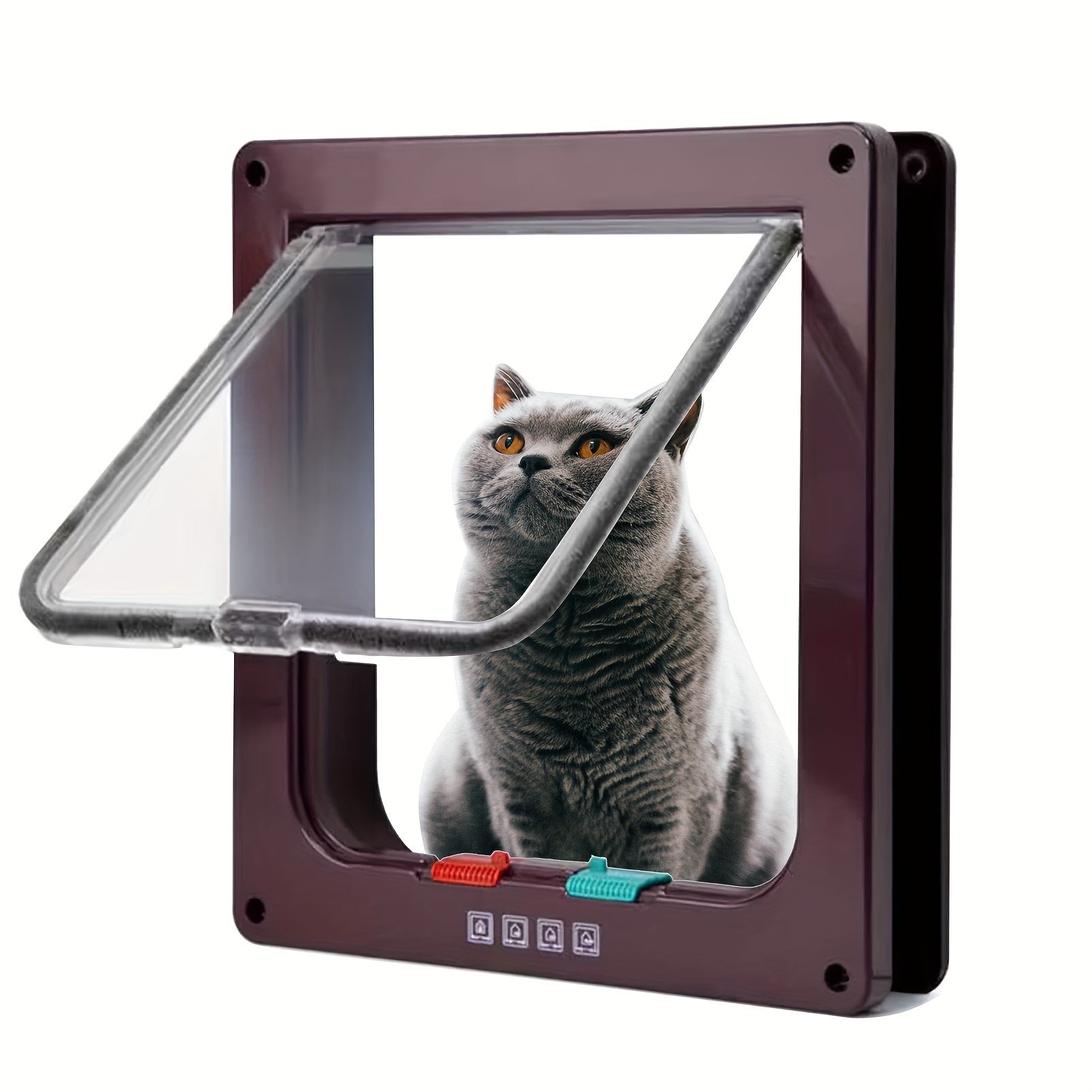 4 Way Locking Cat Door - Weatherproof, Acrylic Pet Flap for Cats and Small Dogs - Suitable for Door, Wall, and Window Installation with Easy Locking System