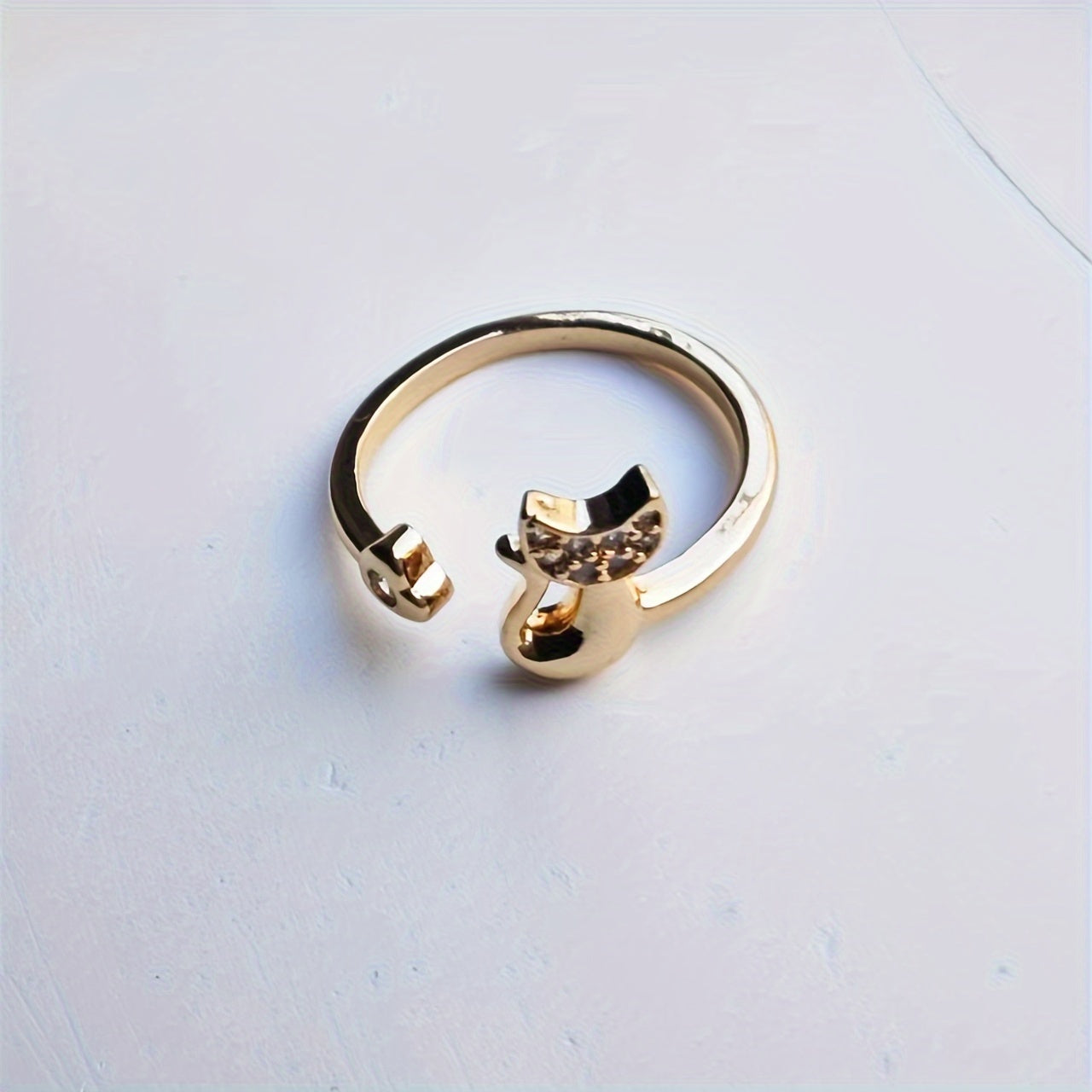 Cute Cat Kitten Open Ring Plated Jewelry For Women Girls Teen