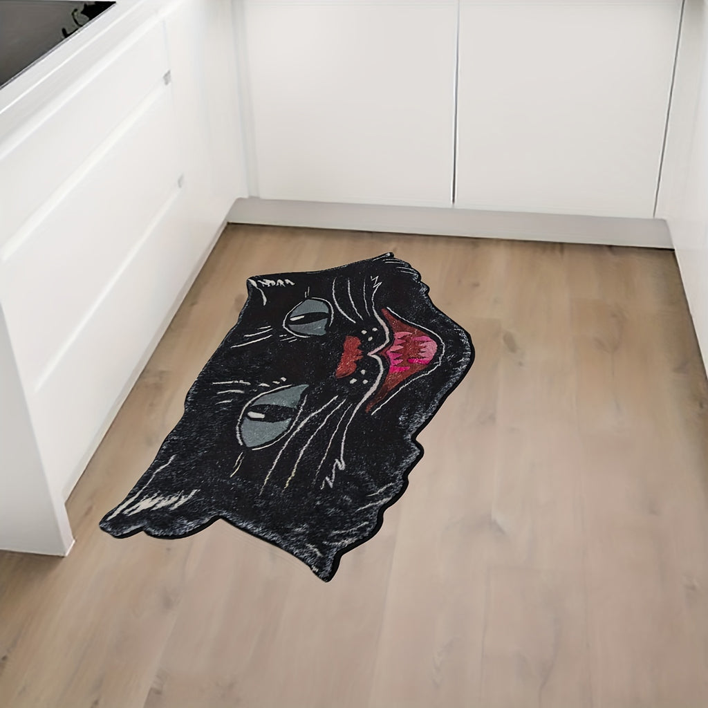 1pc Cute Black Cat Multifunctional Floor Mat - Idea For Halloween Room Decor And Home Decor!