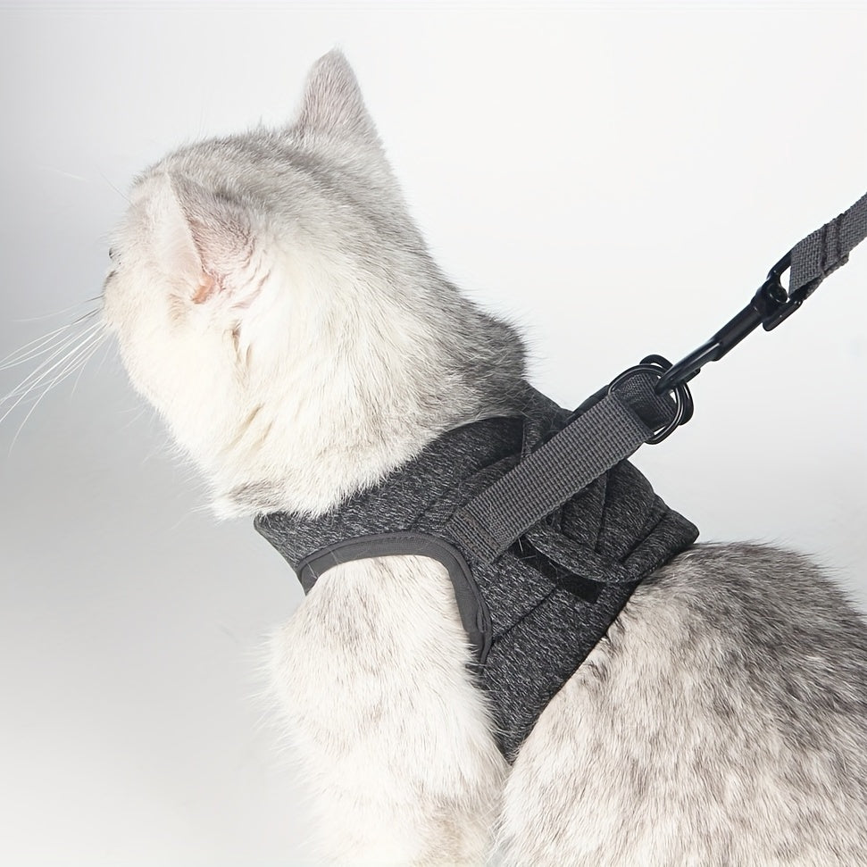 Escape-Proof Cat Harness and Leash Set - Soft Adjustable Vest Harness for Small and Medium Cats - Easy Control for Puppies - Cationic Fabric for Comfort and Durability - Perfect for Safe and Enjoyable Walks