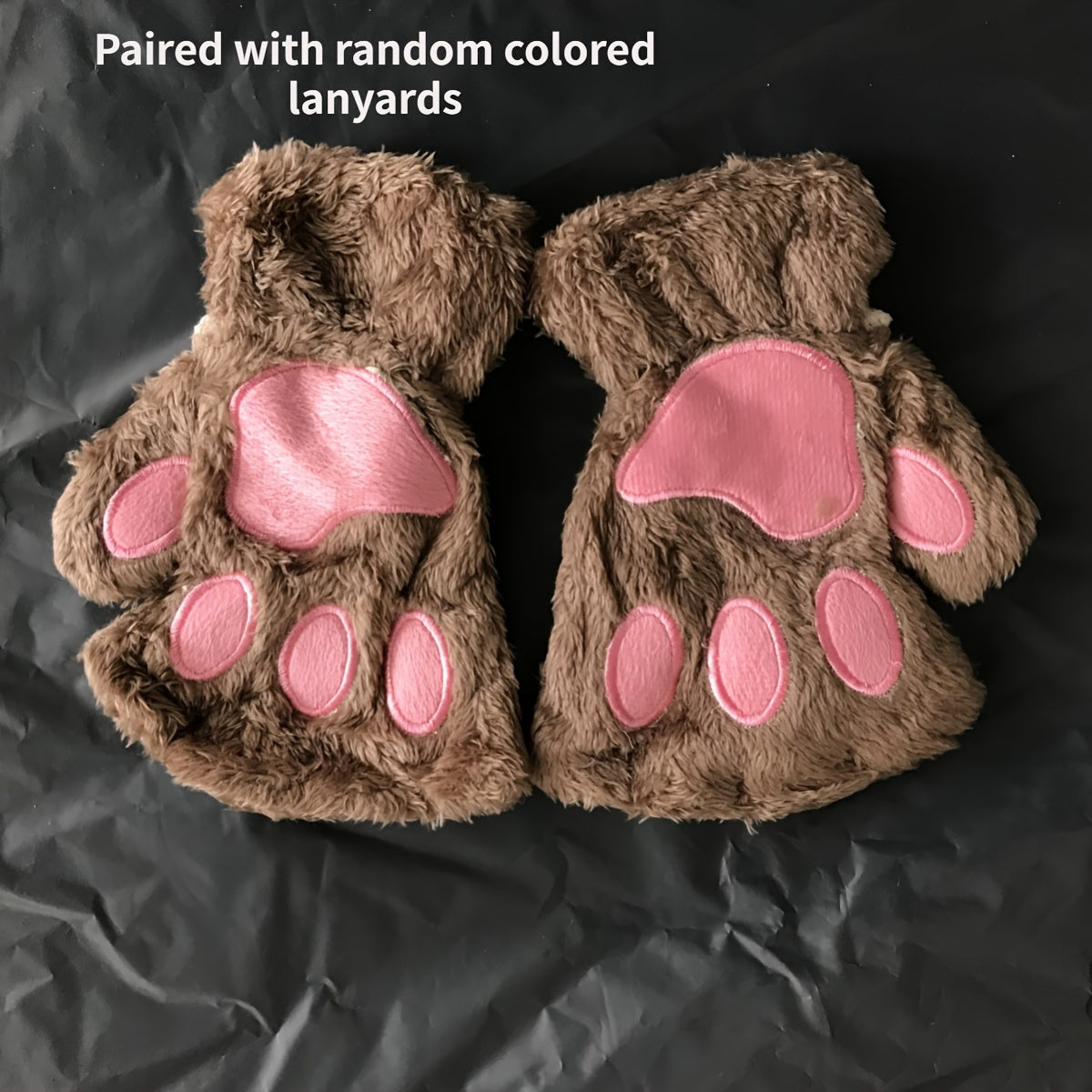 Warm Cute Cat Paw Fingerless Gloves, Winter Gloves