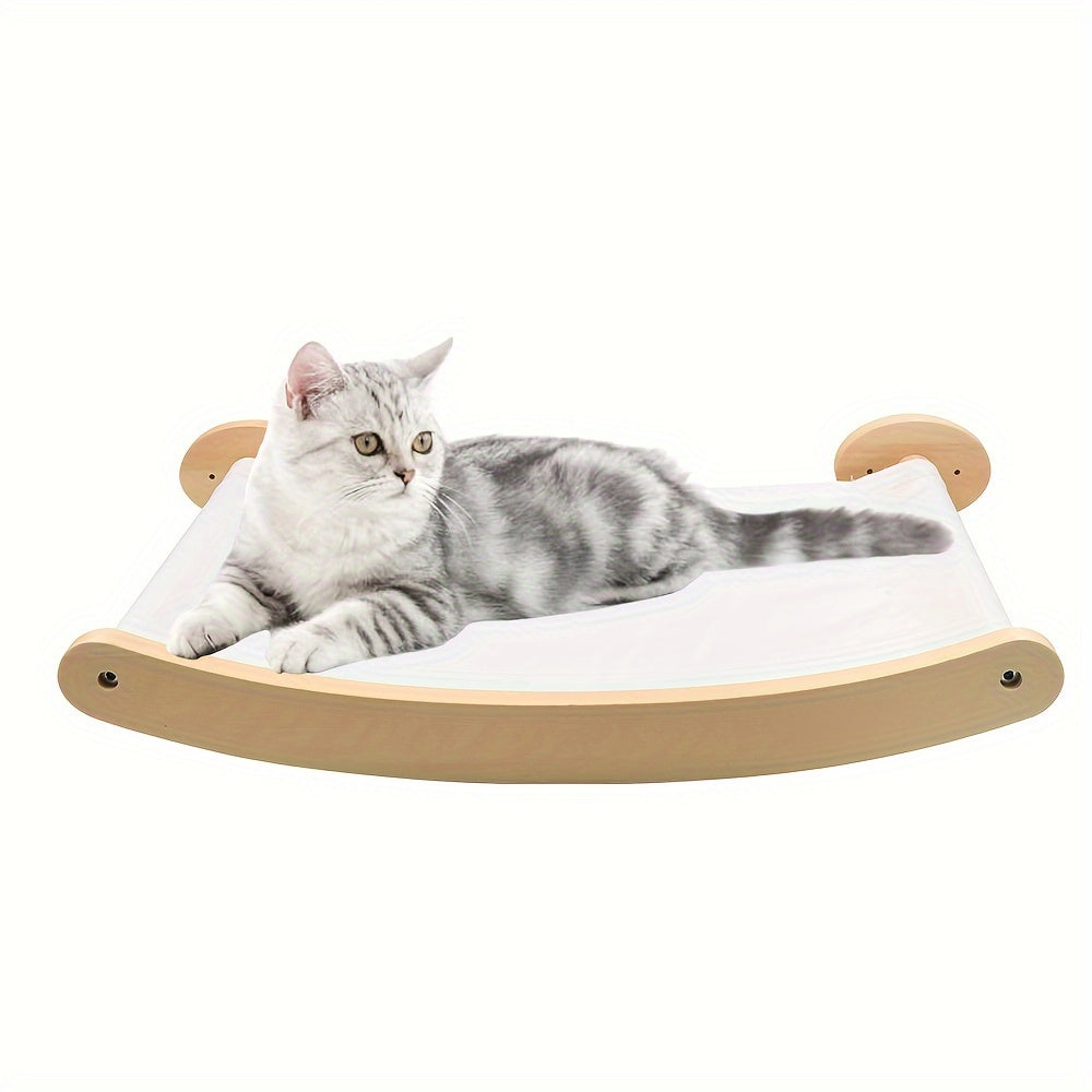 1pc Cozy Wall Mounted Cat Hammock Bed - Pet Shelf Seat Sleeping Bed with Soft Cushion and Easy Installation - Space-Saving Design for Small Homes