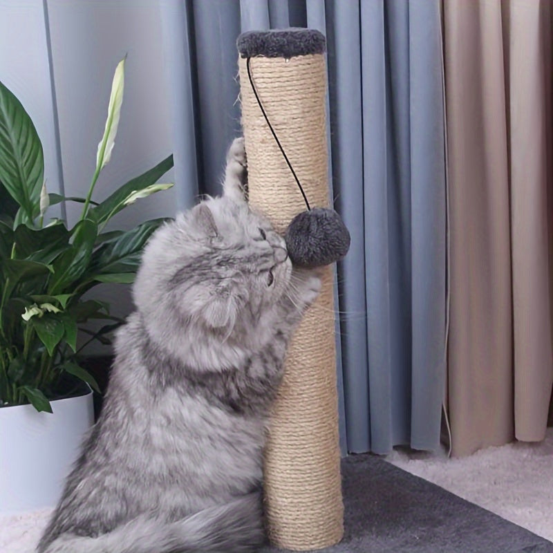 1pc Vertical Sisal Cat Scratching Post, Interactive Scratching Ball Toy, Durable Cat Climbing Frame, Pet Activity Play Station For Cats