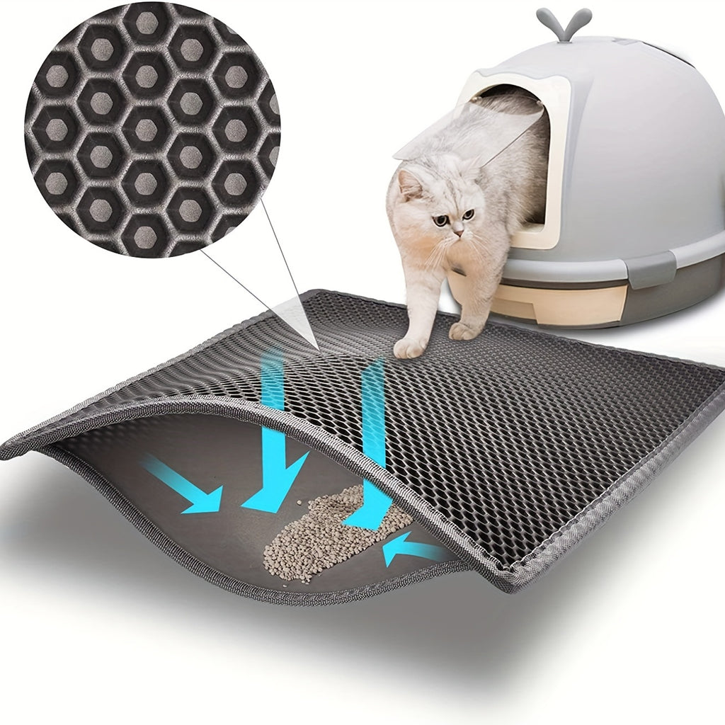 Ultimate Double Layer Cat Litter Mat - Non-slip, Washable & Odor Control - Durable Cleaning Solution for Cat Litter Boxes - Soft on Paws, High-Trap Efficiency