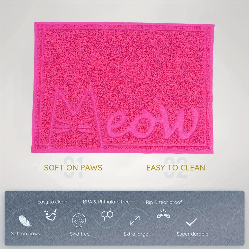 1pc Letter Print Cat Litter Mat - Waterproof, Urine Proof, Non-Slip Mat For Cat Litter & Cleaning