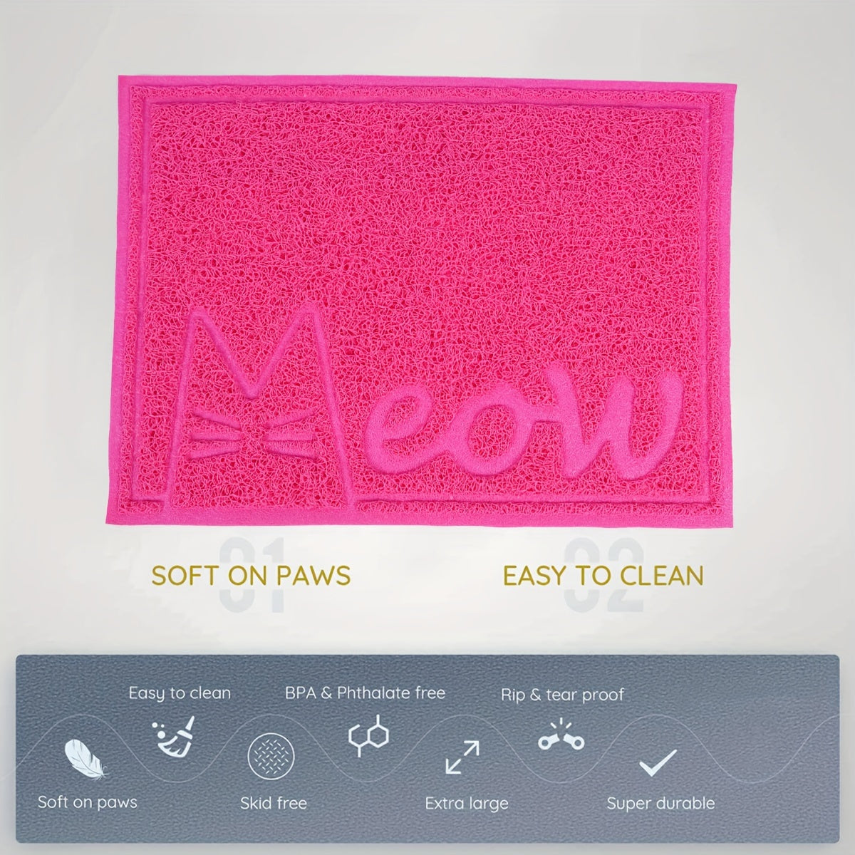 1pc Letter Print Cat Litter Mat - Waterproof, Urine Proof, Non-Slip Mat For Cat Litter & Cleaning