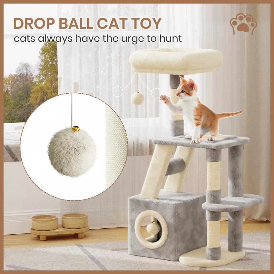 Dogat 107cm High - Quality Multilevel Cat Tree Tower with Scratching Posts - The Perfect Indoor Climbing House Condo for Your Feline Friend