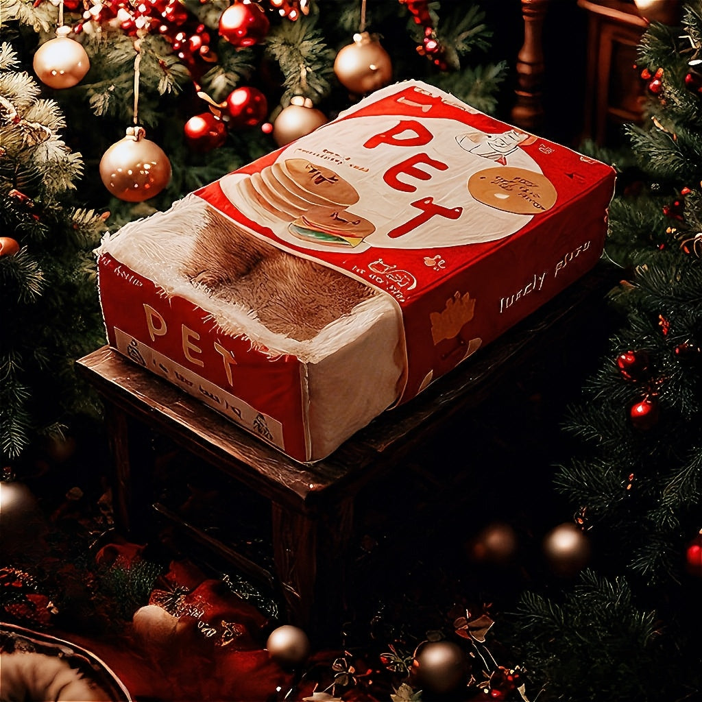 Rectangular Fully Enclosed Cat Bed, Snack Box Pet Bed, Universal Pet Bed for All Seasons, Winter Cat Bed, The Best Gift for Cats, New Year'S Gift, Giving Your Cat a Warm Home
