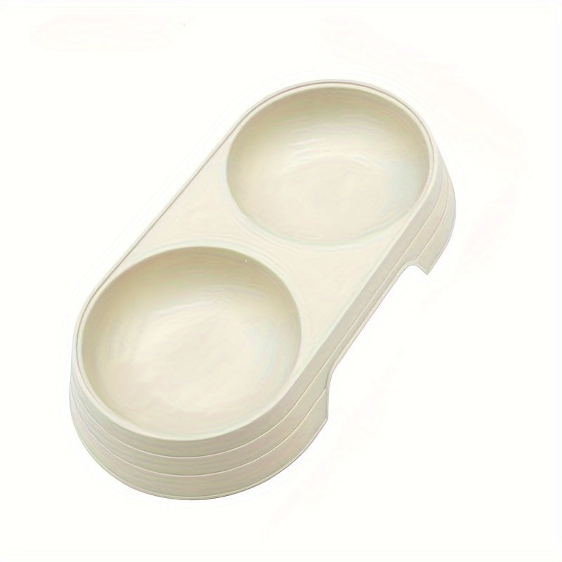 Cat Food and Water Bowl Set, Dual-Compartment Feeding Dish, Non-Slip Pet Feeding Station, Durable PP Material, Ideal for Cats