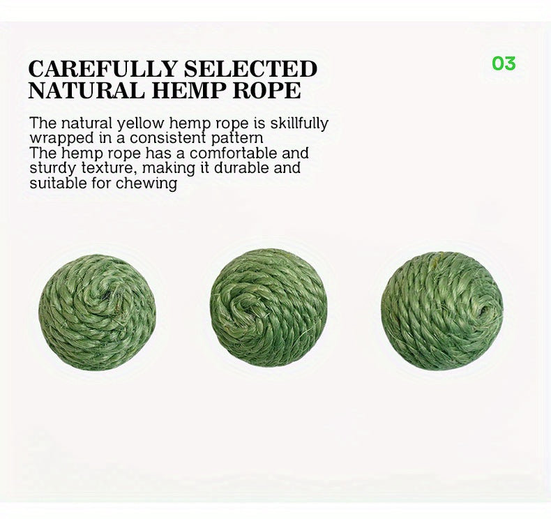 ZEZE Cat Hide-and-seek Toy Kitten Teasing Cat Stick Self Enjoyable Relieve Boredom Sisal Ball Cat Teeth Grinding Pea Toy Ball Supplies