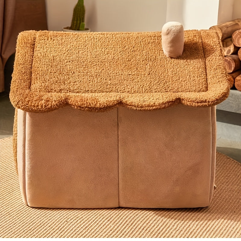 [Warm Pet Bed] Winter Warm 1pc Pet Bed House For Cats | Removable And Washable Cat House, Soft And Comfortable Puppy Cave Nest, Christmas Gift