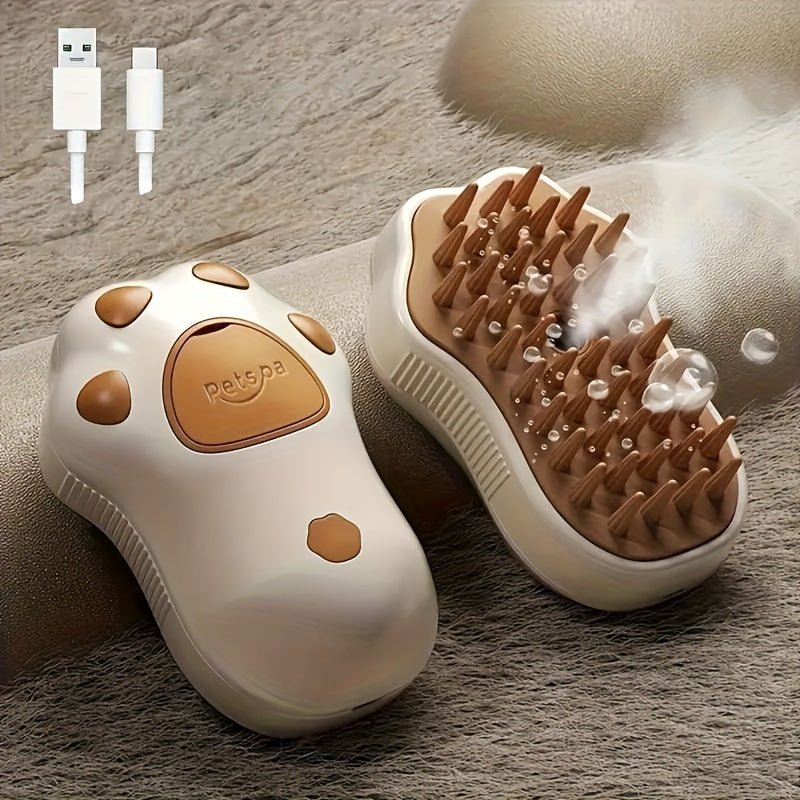 3-in-1 Electric Pet Grooming Brush - Self-Cleaning, Silicone fibers for Cats & Dogs | Comfort Massage & Hair Removal with Paw Design